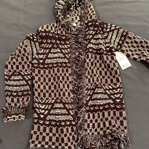 Girls pattern cardigan with fringe